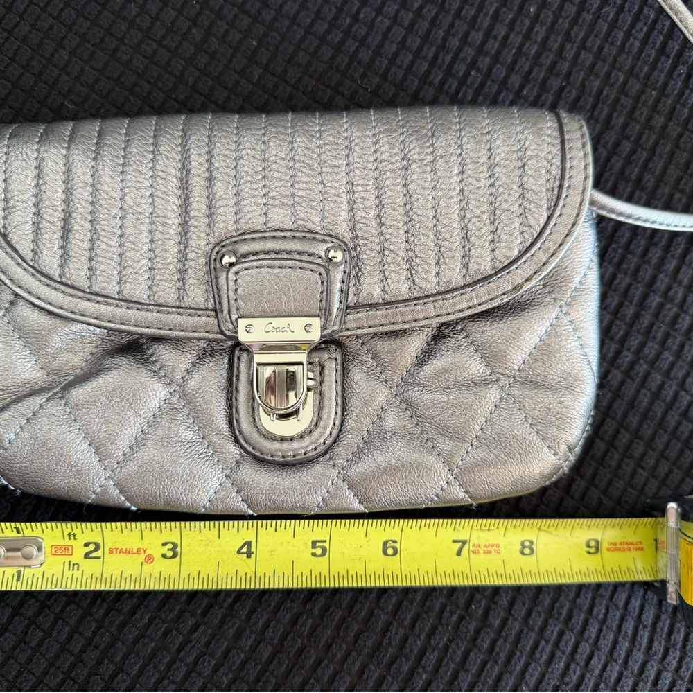Coach Metallic Silver Quilted Shoulder Bag - Picture 8 of 8